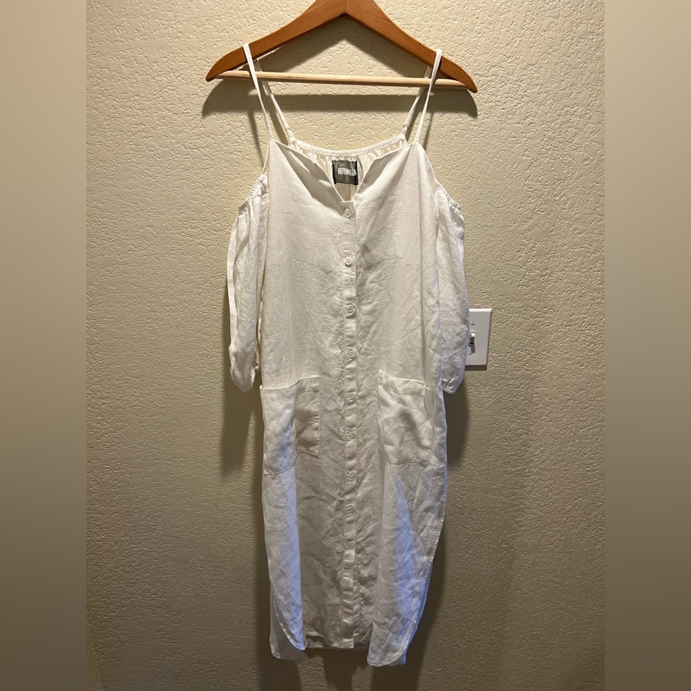 NWOT Reformation Square Neckline Midi Length  Button Up White Linen Dress Size S - Picture 4 of 10